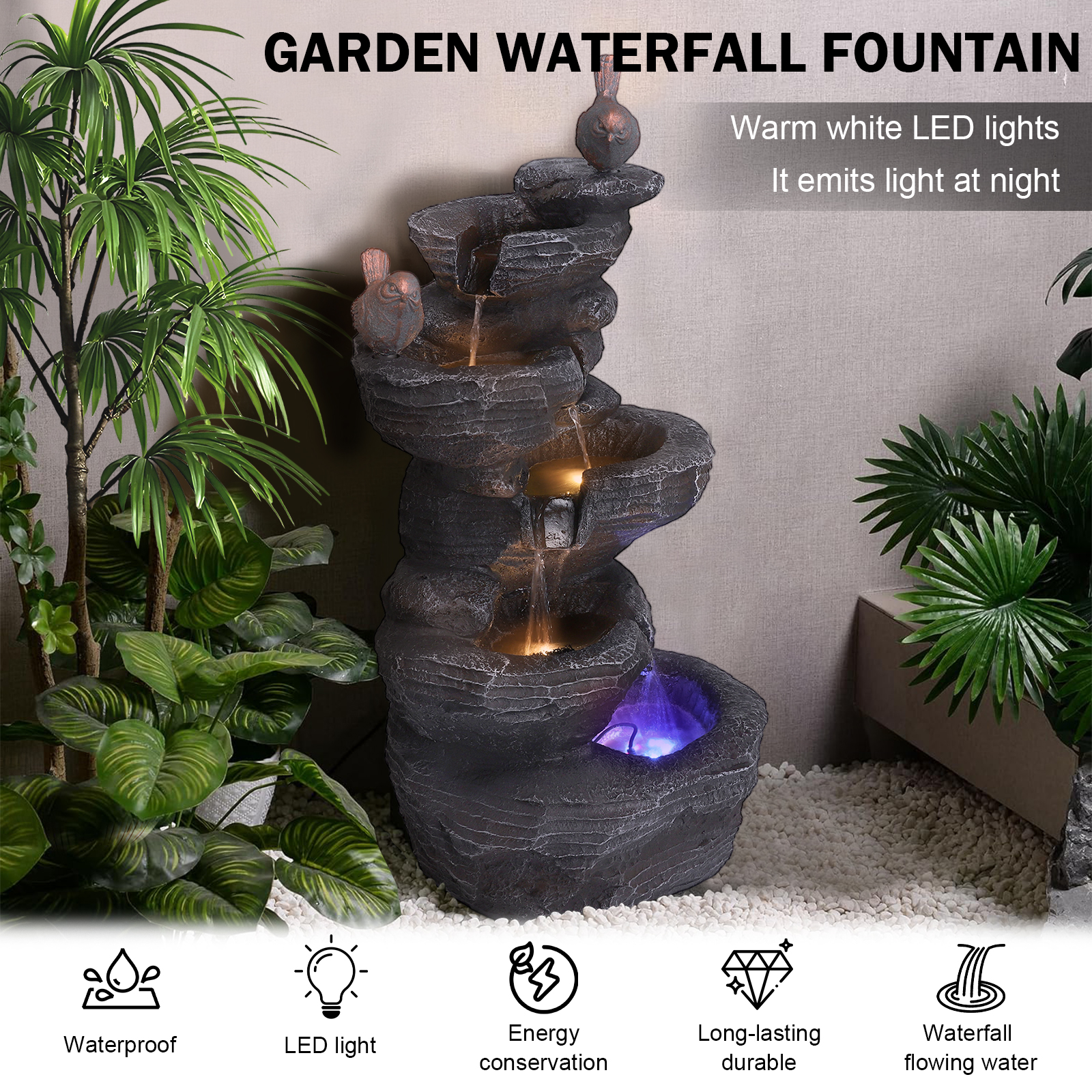 Resin Art Light - 27 Inch 5-Tier Cascading Rock Water