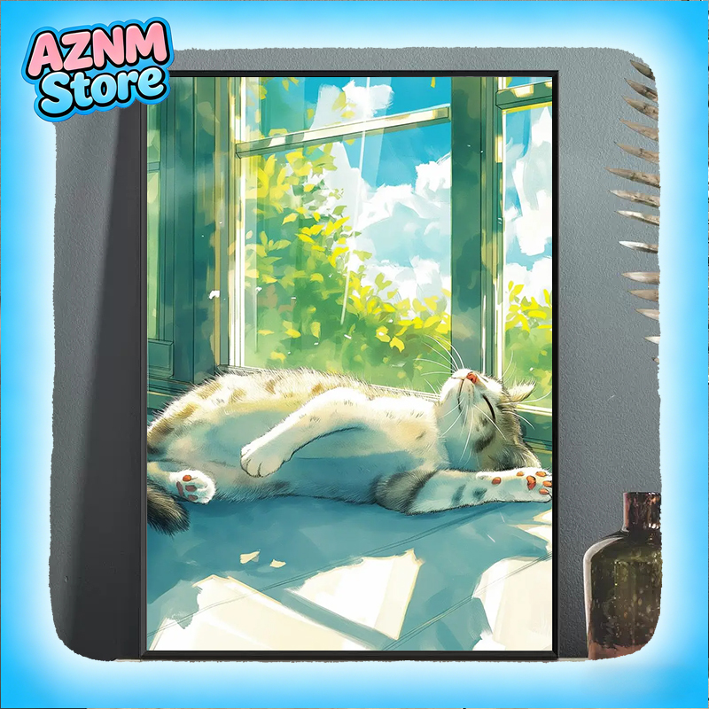 Resin Art On Canvas - 1pc frameless canvas Lazy Cat Cartoon