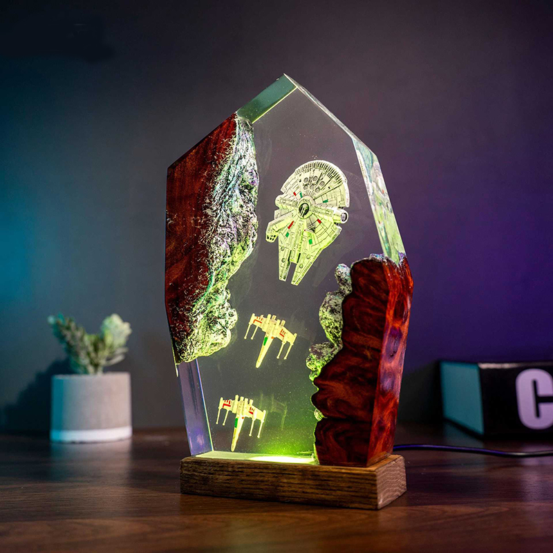Resin Art Light - Table Resin Lamp Universe War Sence