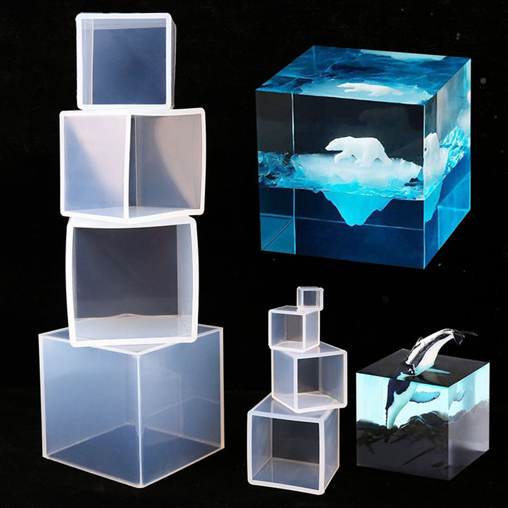 Resin Art Cube - 5Pcs DIY Cube Mold Silicone Square