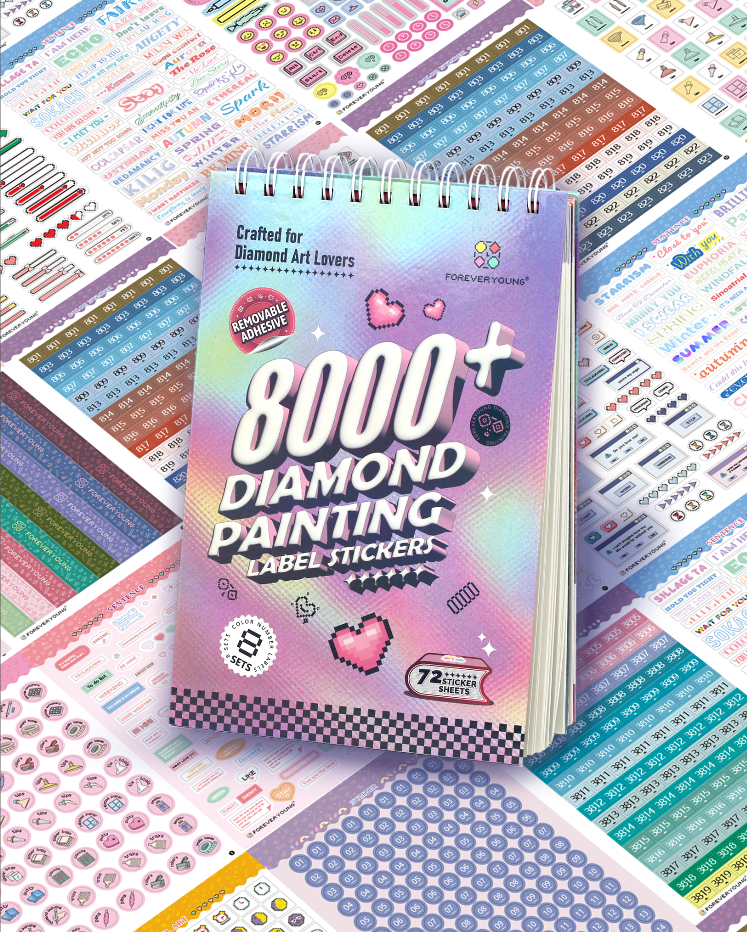 Resin Art Guide Book - Diamond Painting Label Sticker Book, 72