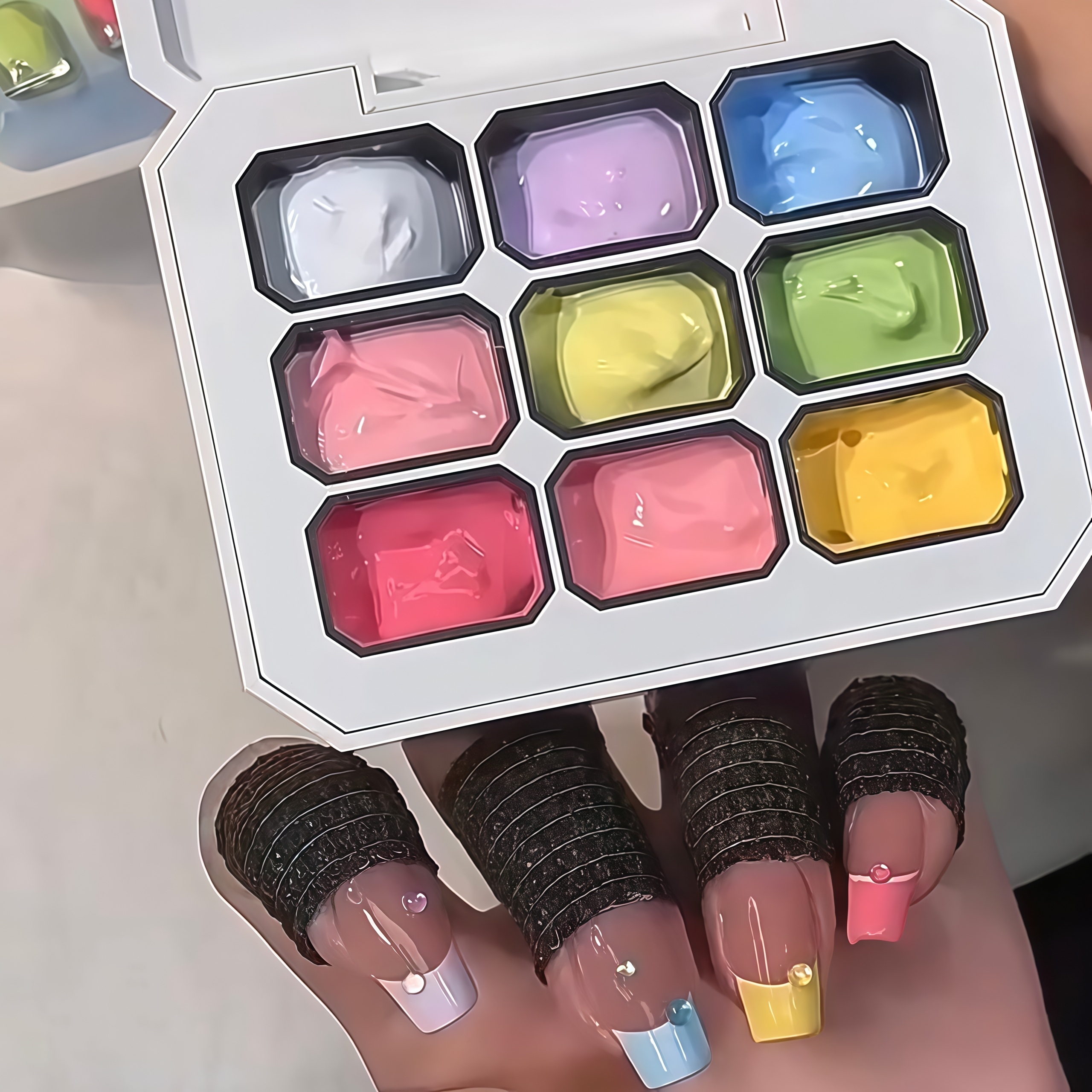 Resin Art Gel - 9-color solid nail polish, Macaron painting