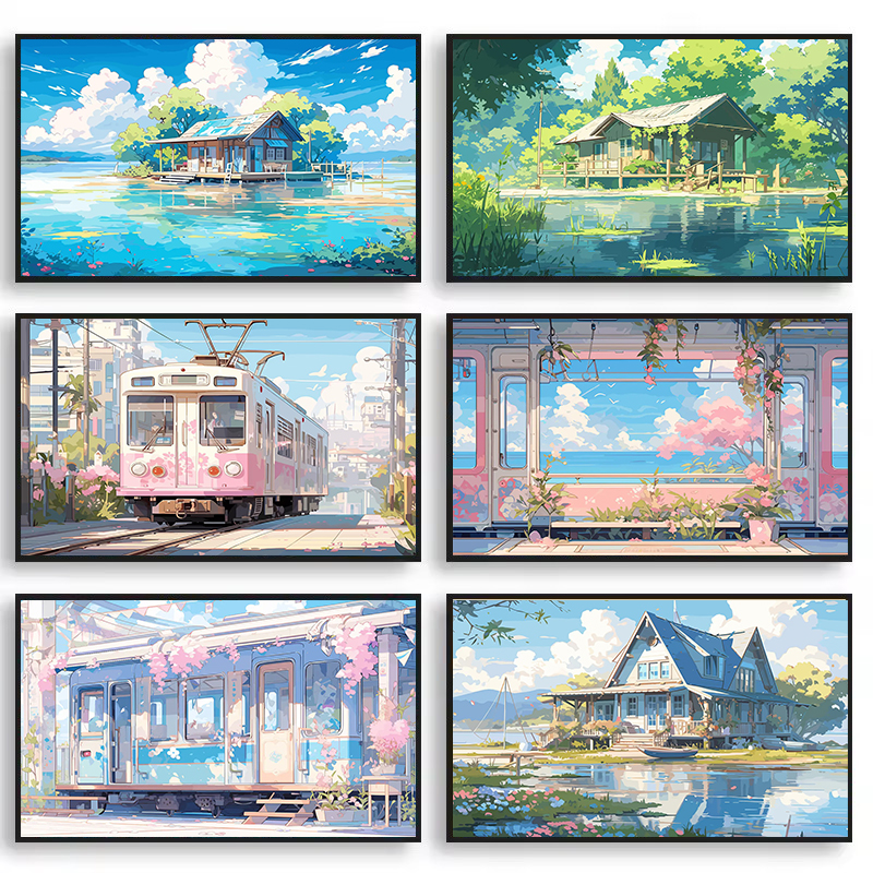 Resin Art Ocean - Aestheticism Anime Scenes Posters Sakura Tram