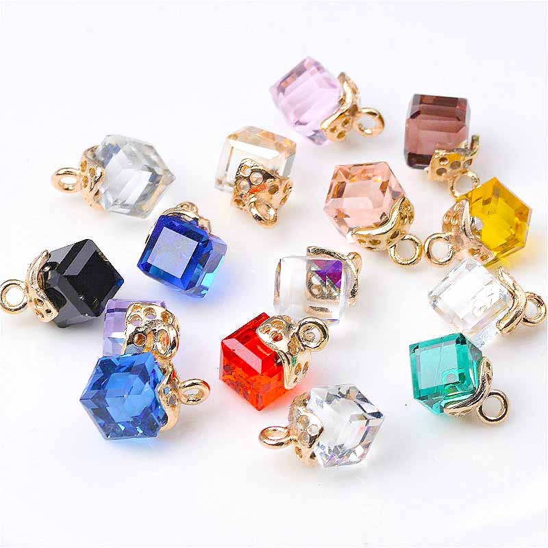 Resin Art Cube - 10Pcs Mix Color Glass Earring Charms