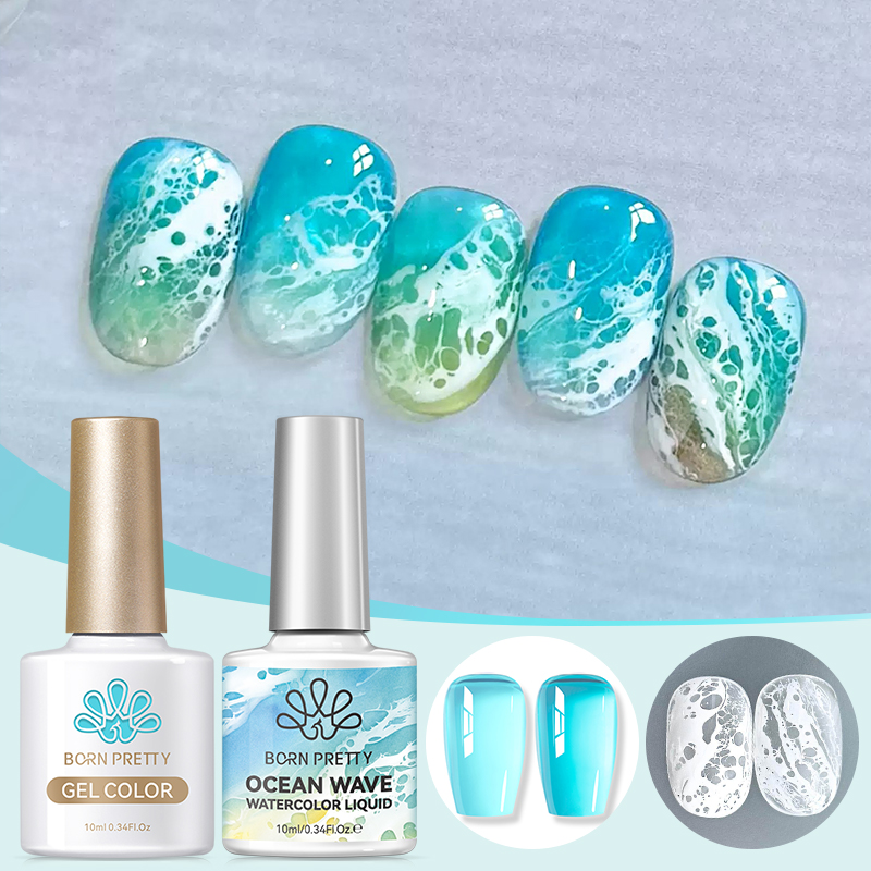Resin Art Ocean - BORN PRETTY 1/2Pcs Ocean Wave Watercolor