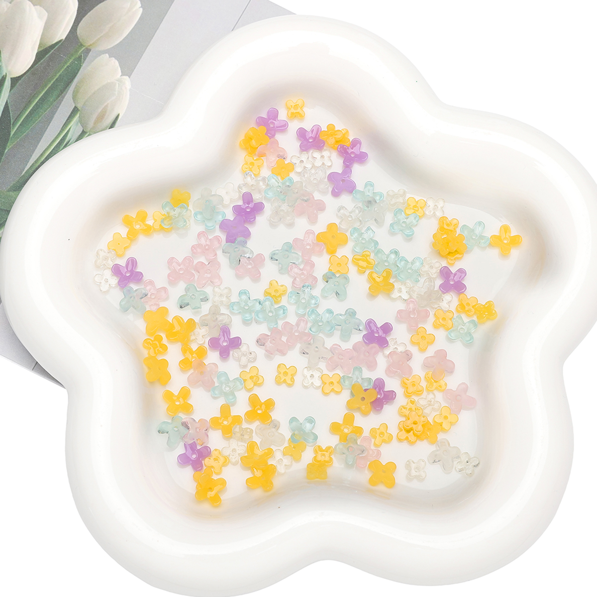 20pcs 5 7mm Resin 4 Petals Flo - Resin Art Flowers incelemesi ve fiyatı