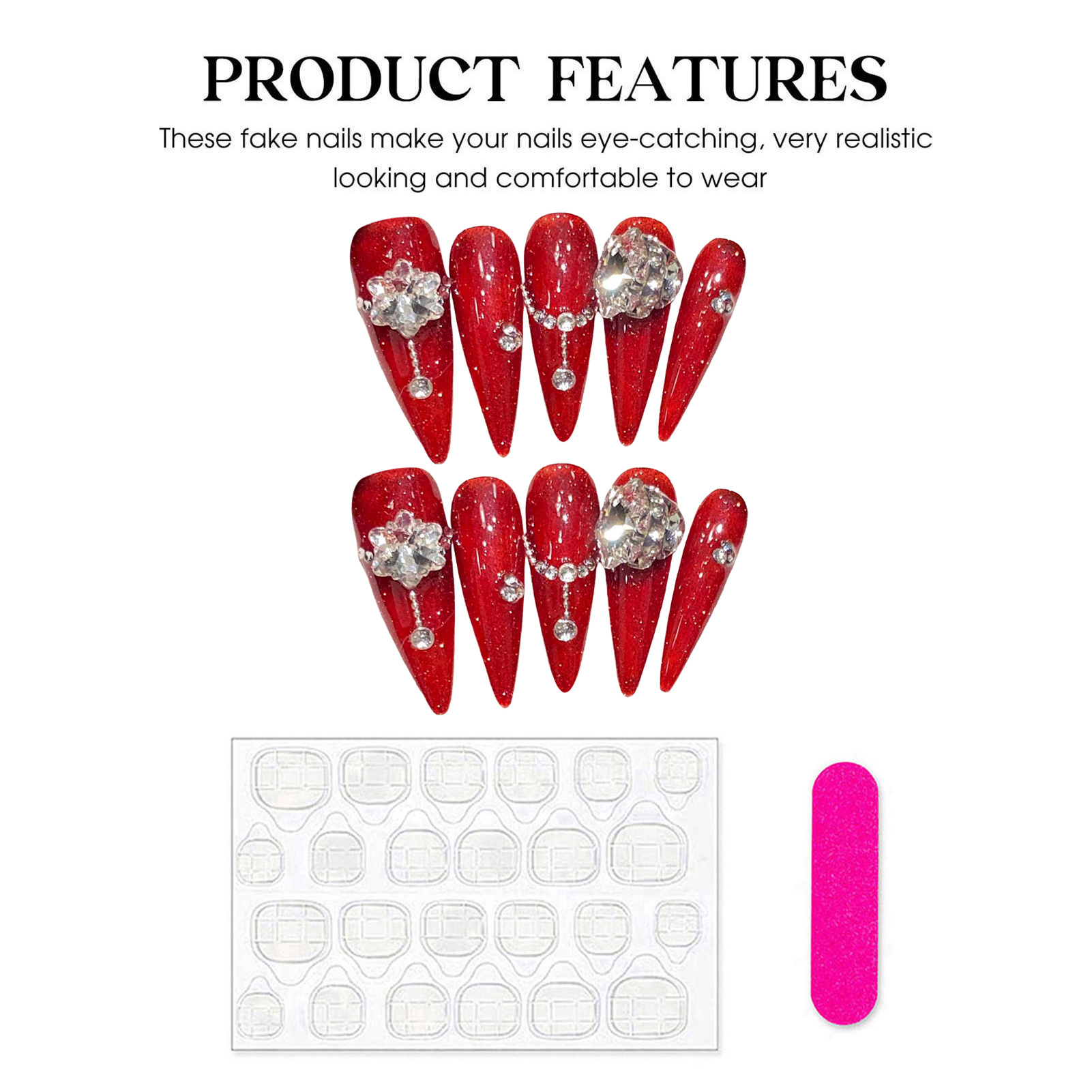 10pcs Handmade Red False Nails - Resin Art Flowers incelemesi ve fiyatı