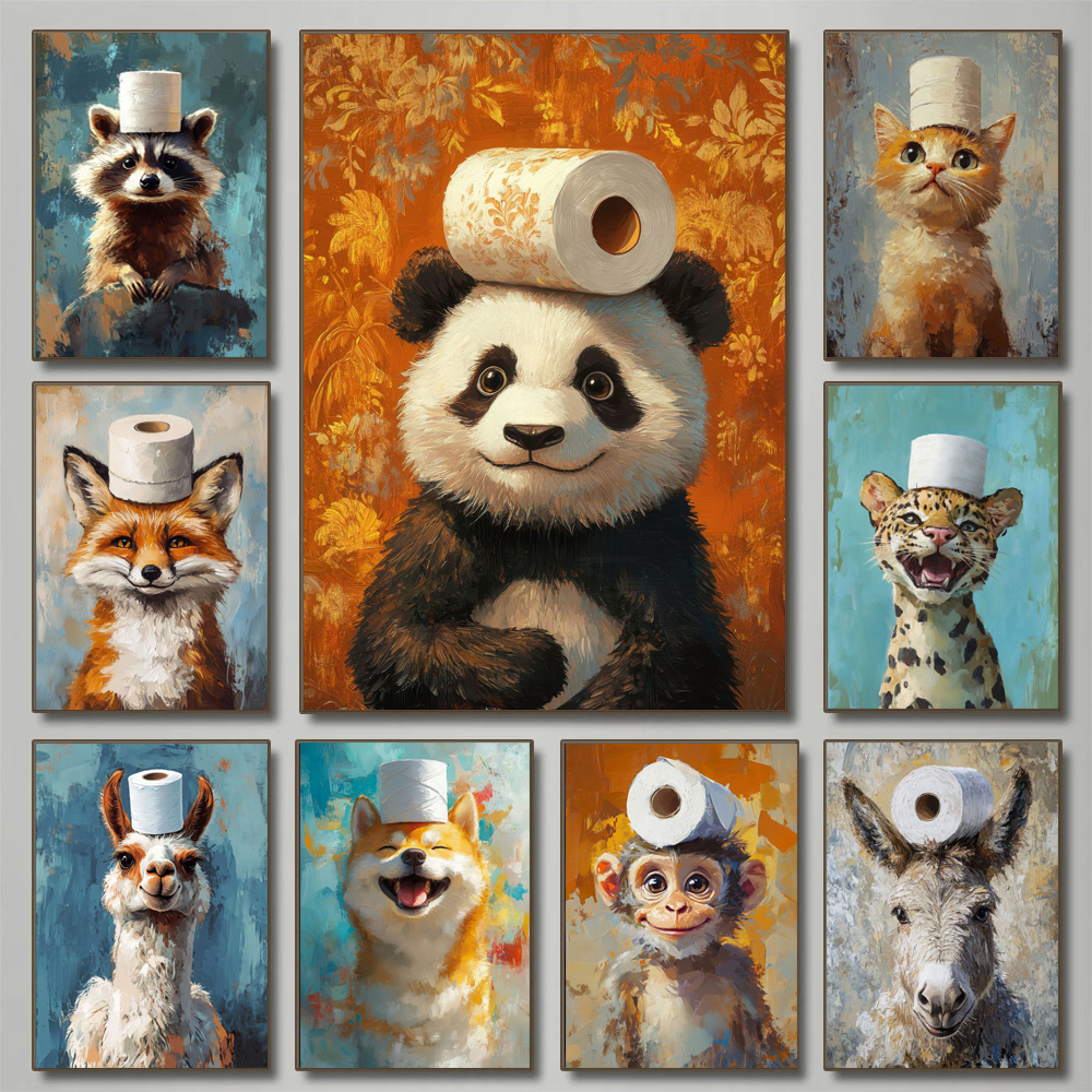 Cartoon Cute Funny Animals wit - Resin Art On Canvas incelemesi ve fiyatı
