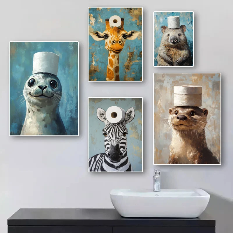 Cartoon Cute Funny Animals wit - Resin Art On Canvas incelemesi ve fiyatı