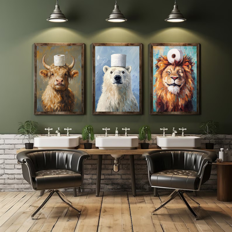 Cartoon Cute Funny Animals wit - Resin Art On Canvas incelemesi ve fiyatı