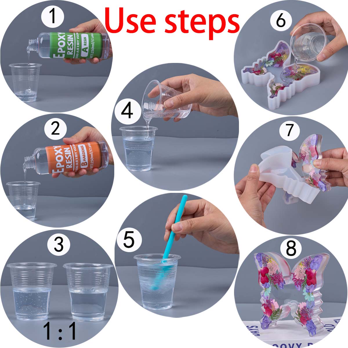 1:1 Ratio Epoxy Resin Kit Anti - Resin Art Kit With Molds incelemesi ve fiyatı