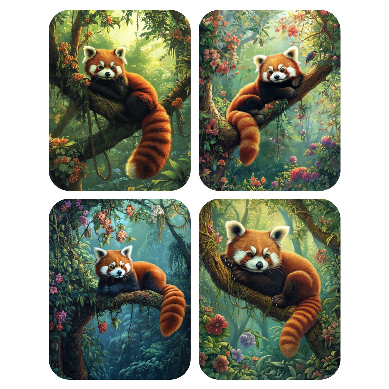 Hand Paint Red panda lying on  - Resin Art On Canvas incelemesi ve fiyatı