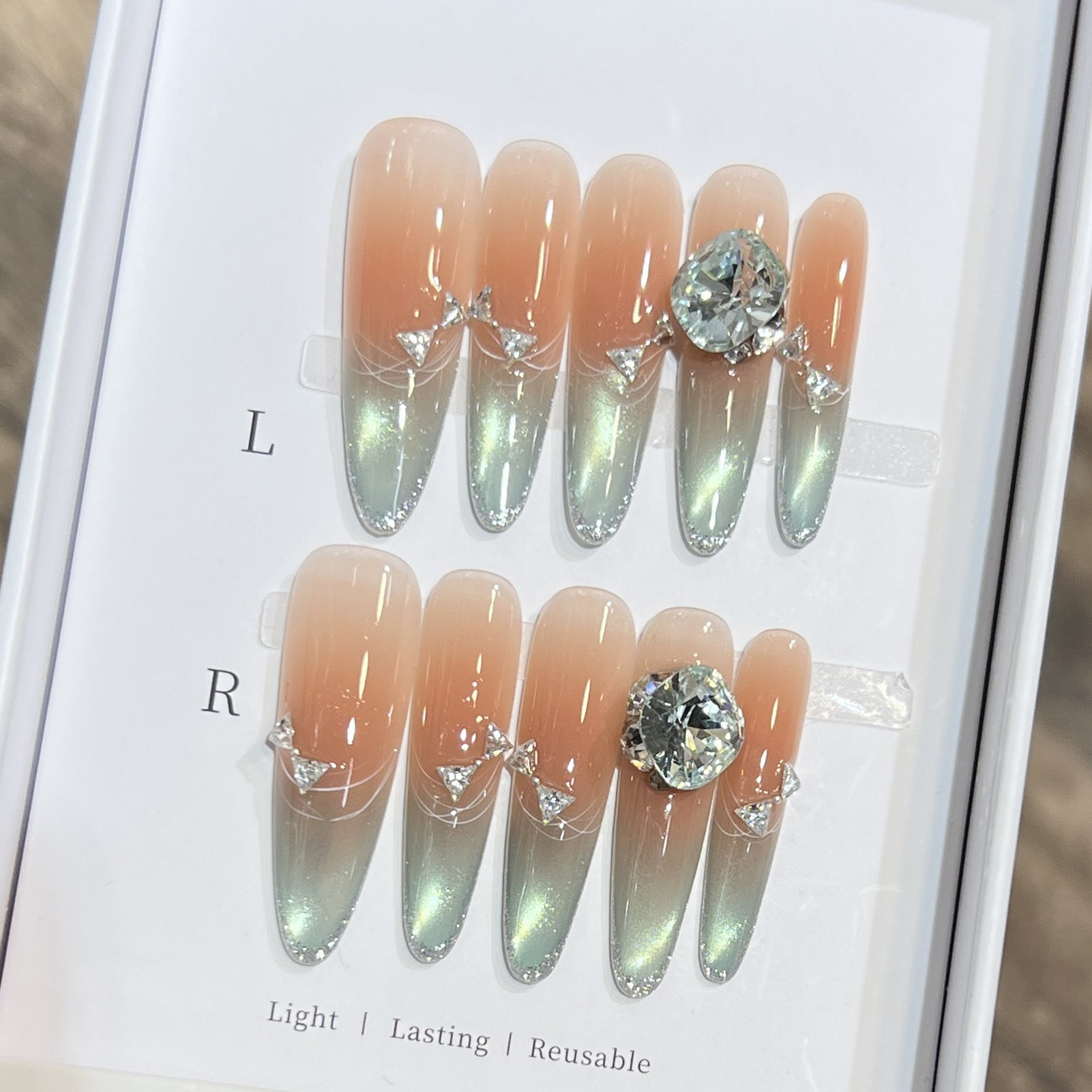 10pcs Long Almond Fake Nails T - Resin Art Flowers incelemesi ve fiyatı