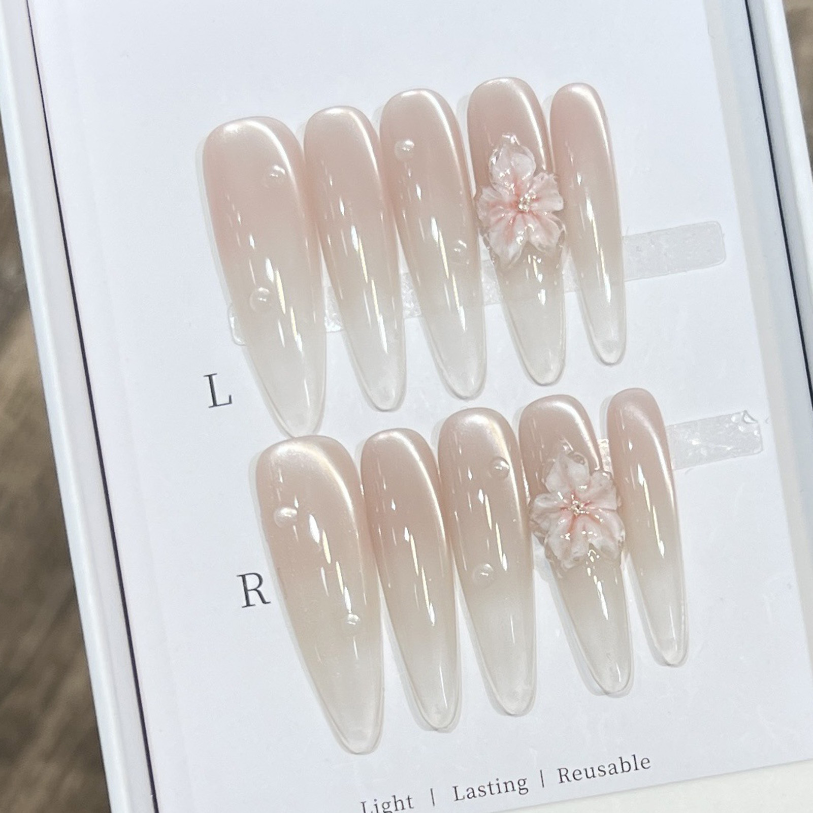 10pcs Long Almond Fake Nails T - Resin Art Flowers incelemesi ve fiyatı