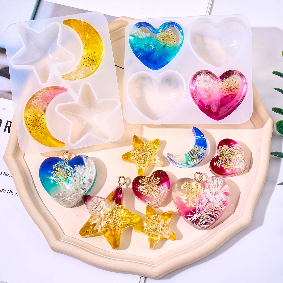 Heart Star Moon Pendant Silico - Resin Art Kit With Molds incelemesi ve fiyatı