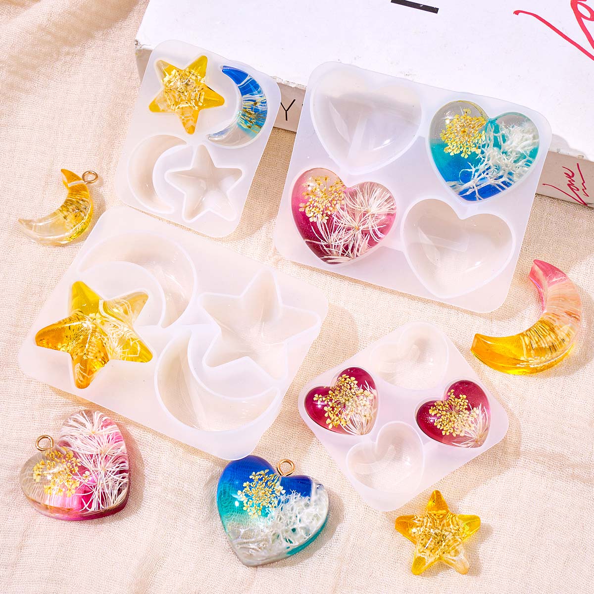 Heart Star Moon Pendant Silico - Resin Art Kit With Molds incelemesi ve fiyatı