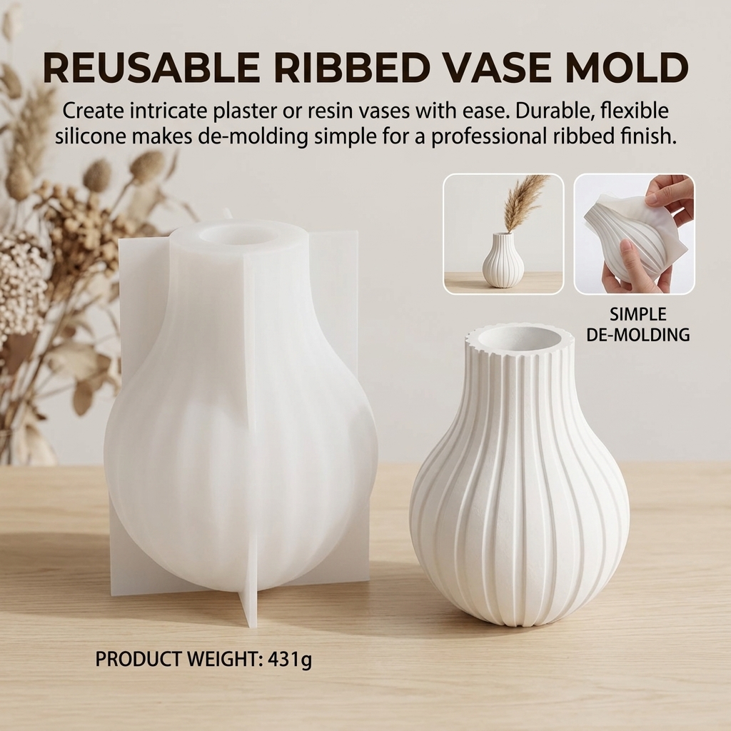 Silicone Vase Mold with Stripe - Resin Art Kit With Molds incelemesi ve fiyatı