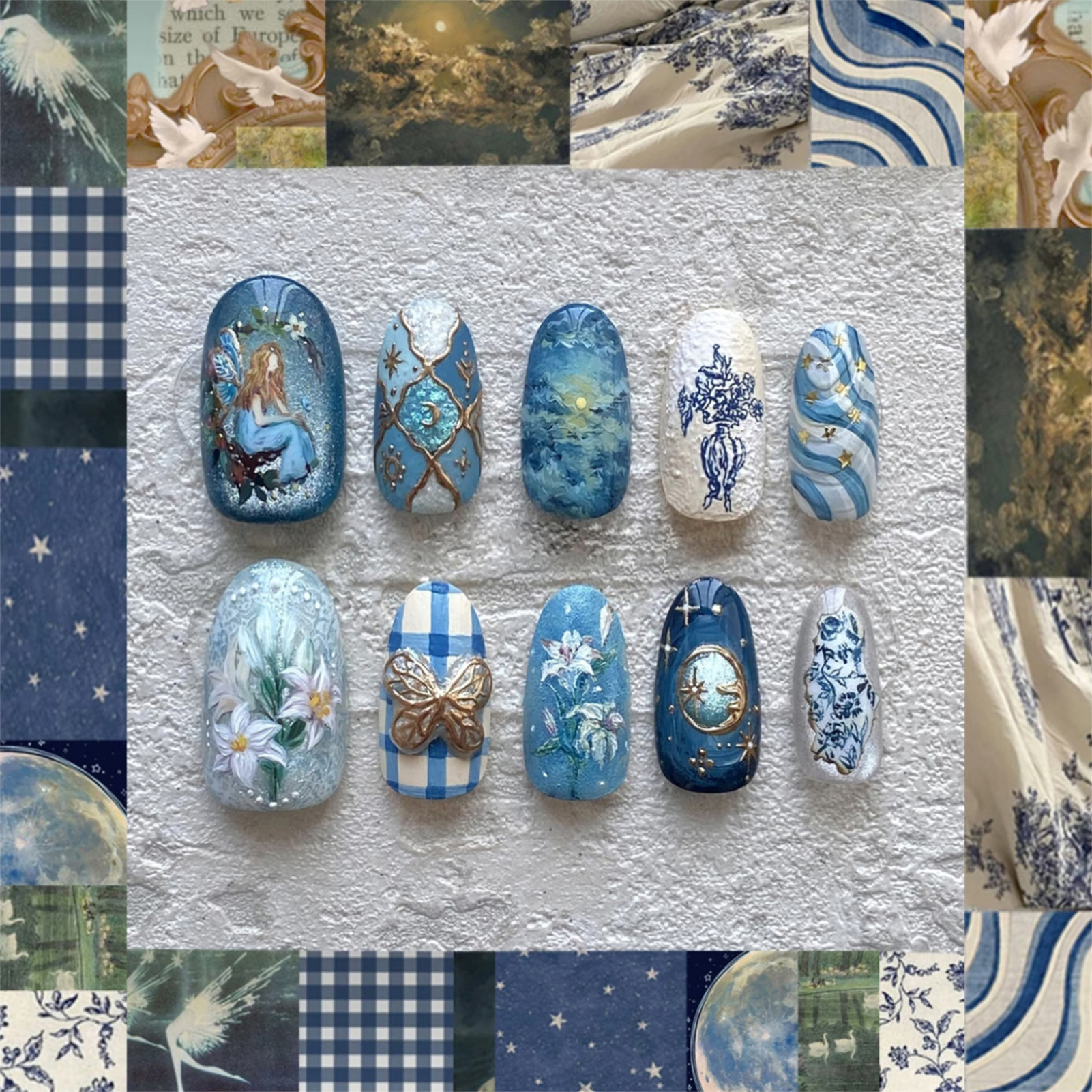 24pcs Vintage Garden Fake Nail - Resin Art Flowers incelemesi ve fiyatı