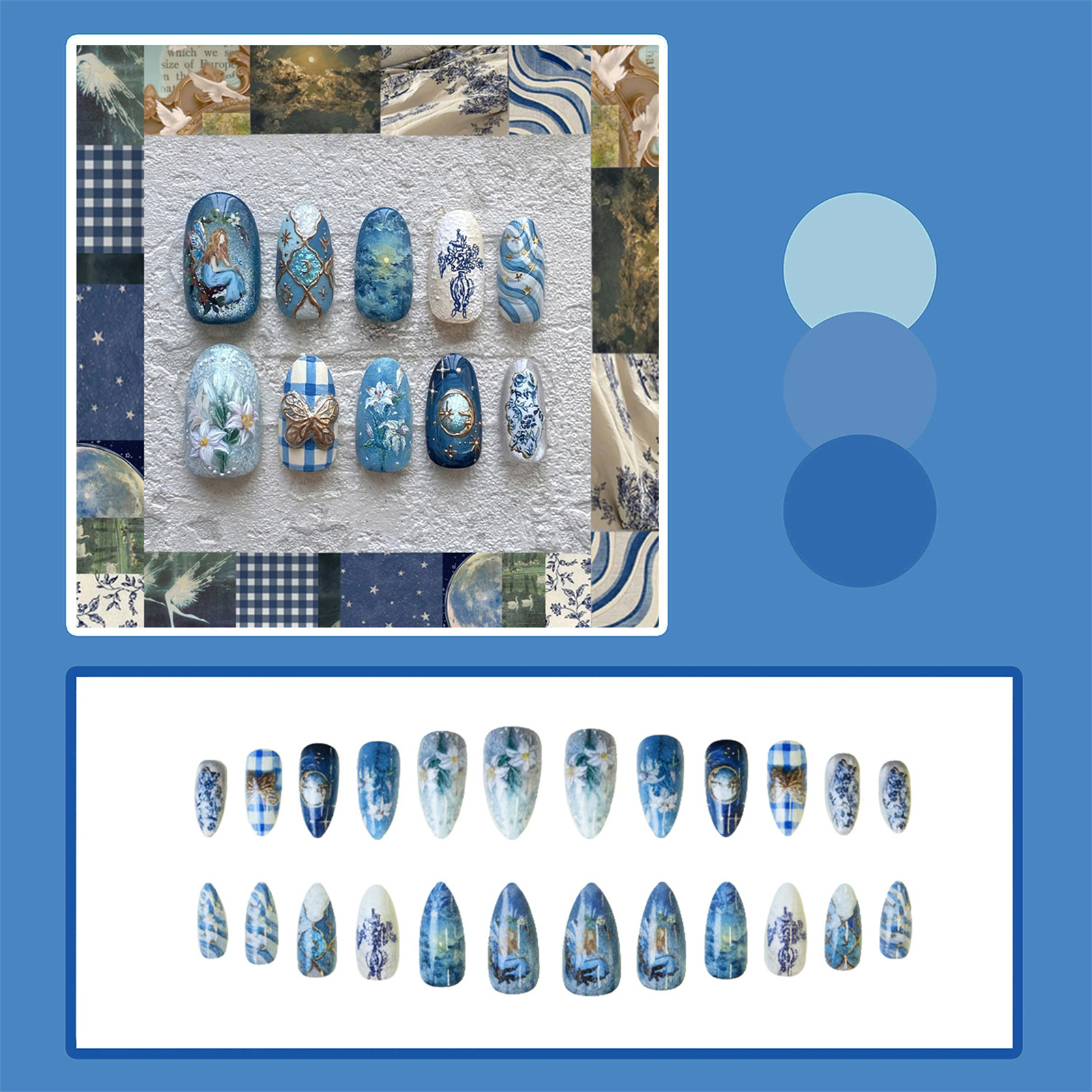 24pcs Vintage Garden Fake Nail - Resin Art Flowers incelemesi ve fiyatı
