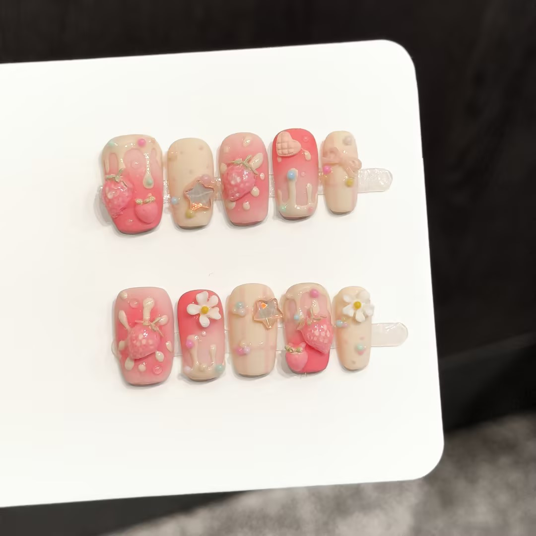 10PCS Square Handmade Press On - Resin Art Flowers incelemesi ve fiyatı