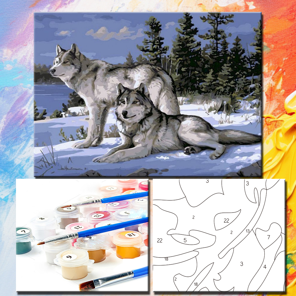 Painting By Numbers Wolf Oil P - Resin Art On Canvas incelemesi ve fiyatı