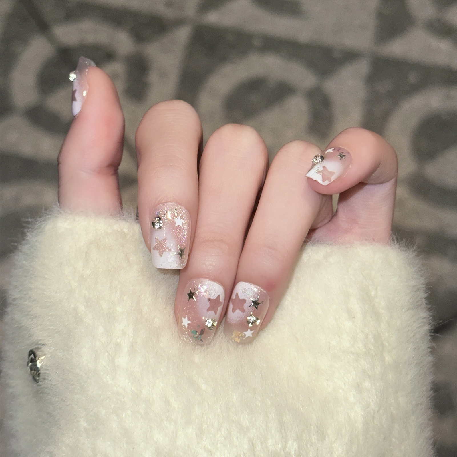 10PCS Short Square Fake Nails  - Resin Art Flowers incelemesi ve fiyatı