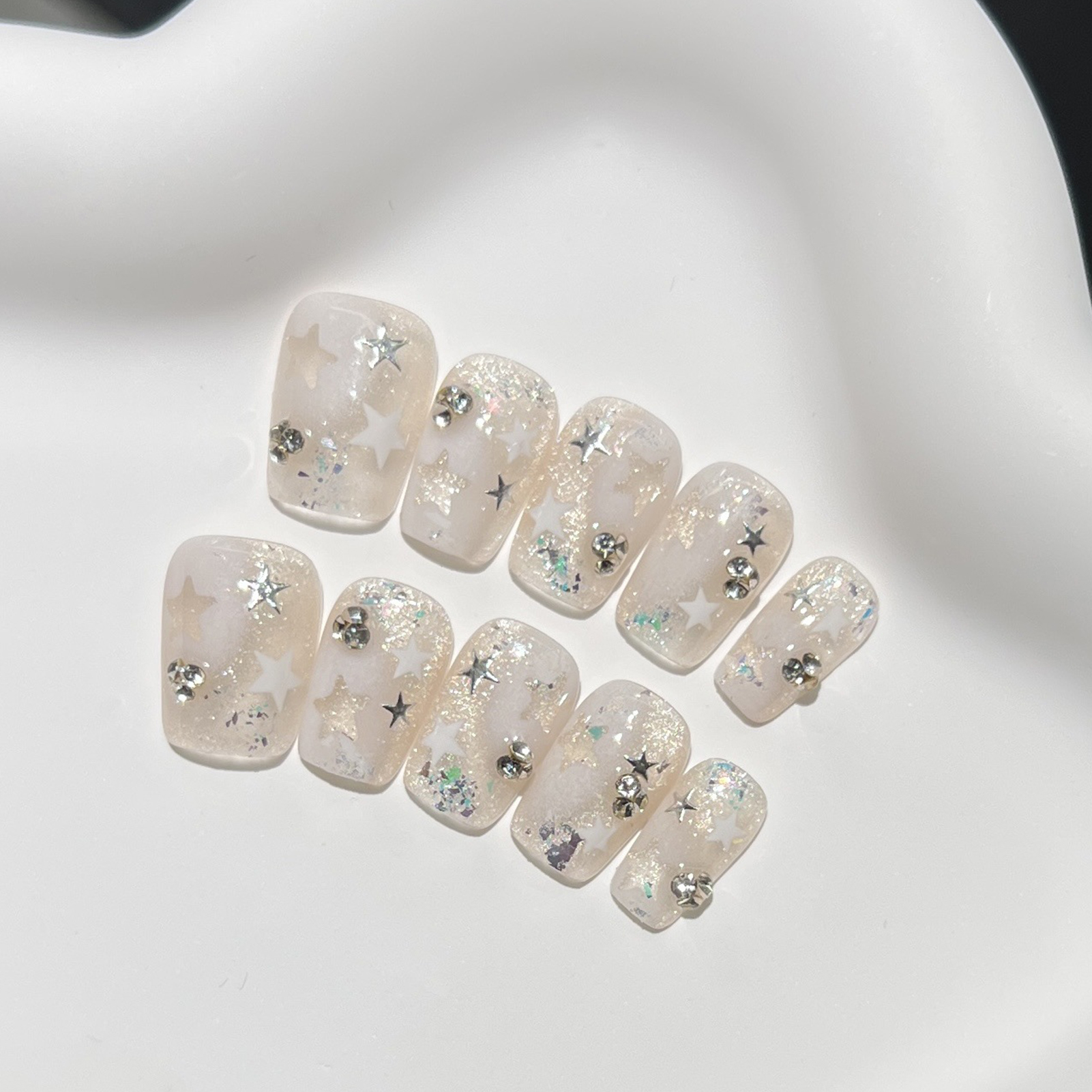 10PCS Short Square Fake Nails  - Resin Art Flowers incelemesi ve fiyatı
