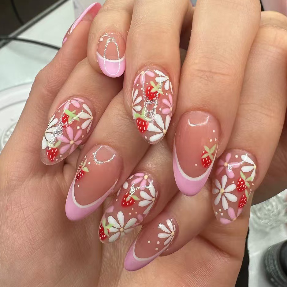 24pcs Ins Short Almond False N - Resin Art Flowers incelemesi ve fiyatı