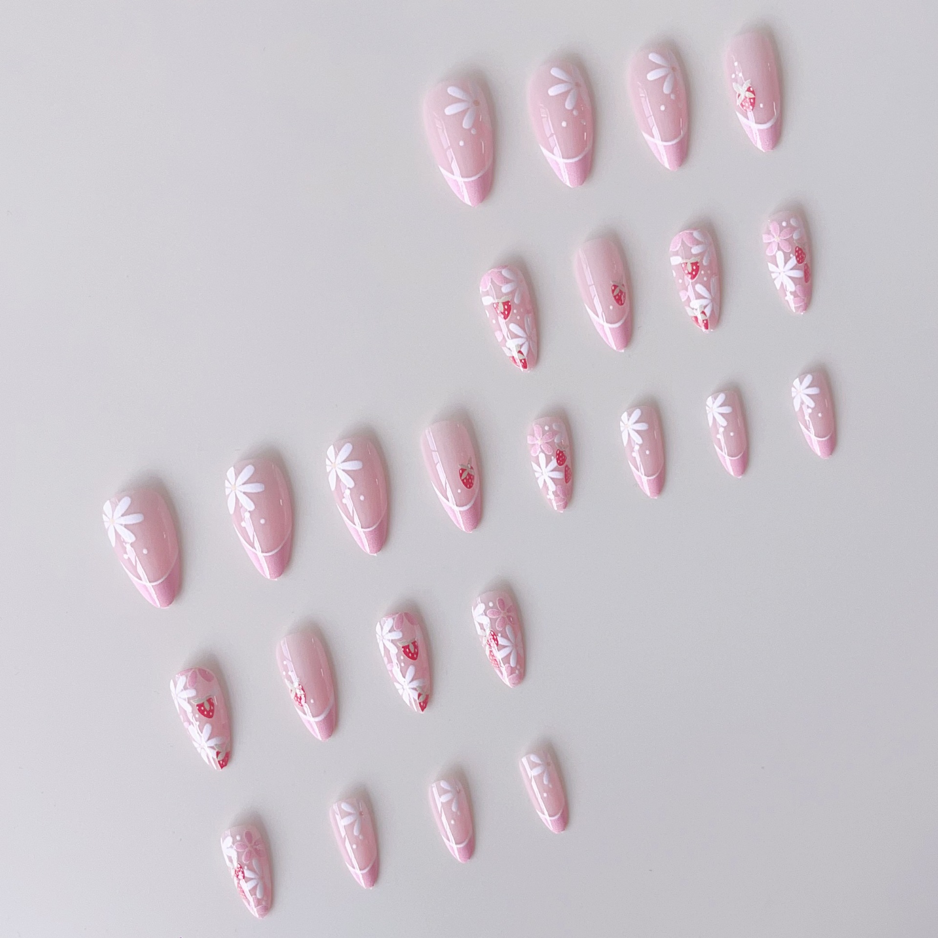 24pcs Ins Short Almond False N - Resin Art Flowers incelemesi ve fiyatı
