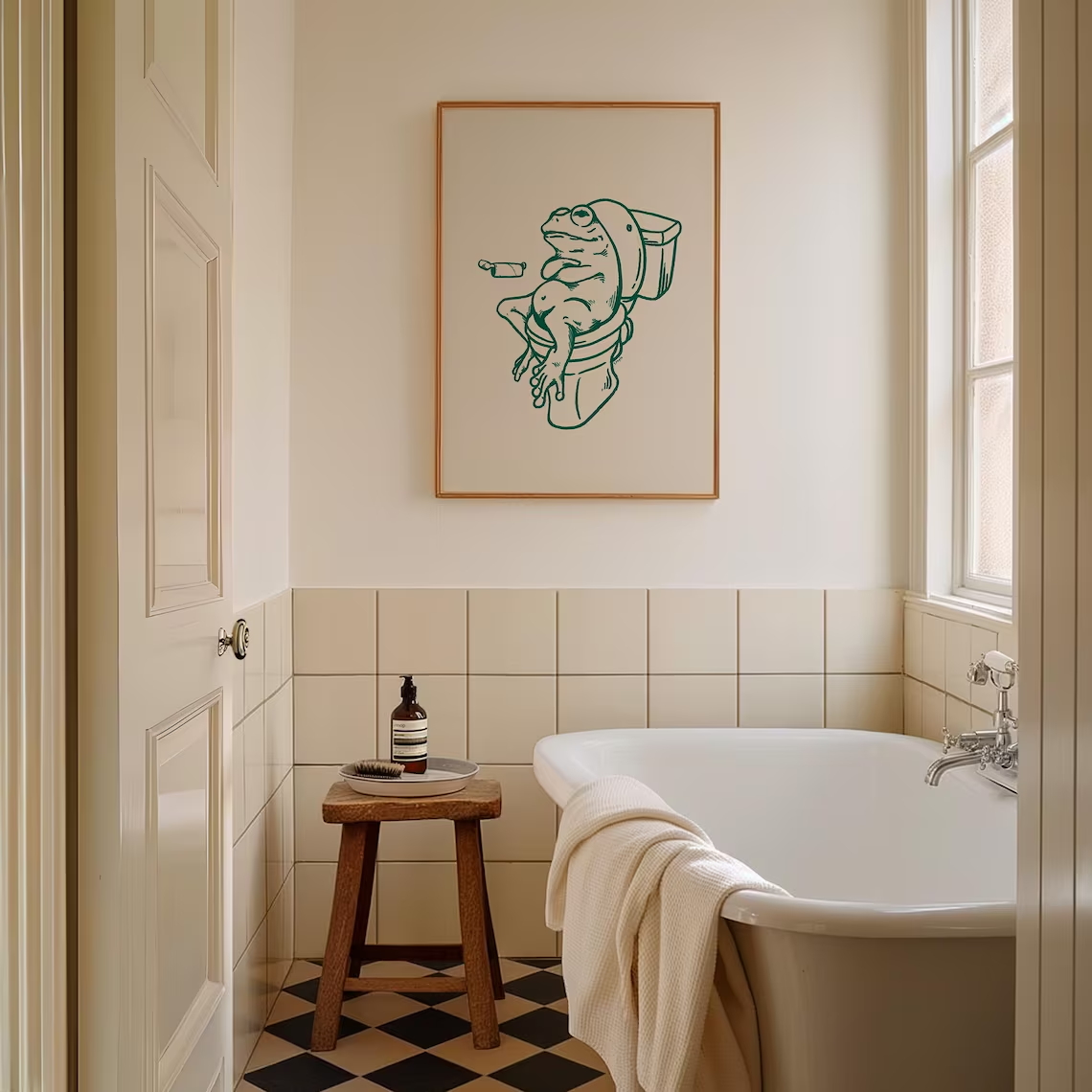 Frog On Toilet Green Retro Wal - Resin Art On Canvas incelemesi ve fiyatı