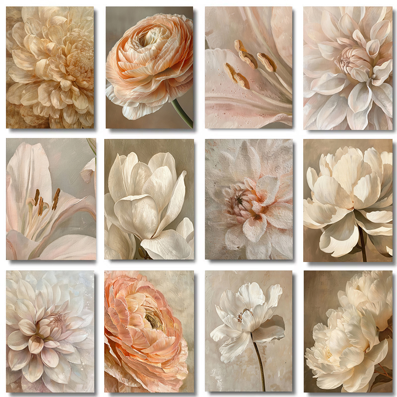 Vintage Flower Magnolia Peony  - Resin Art On Canvas incelemesi ve fiyatı