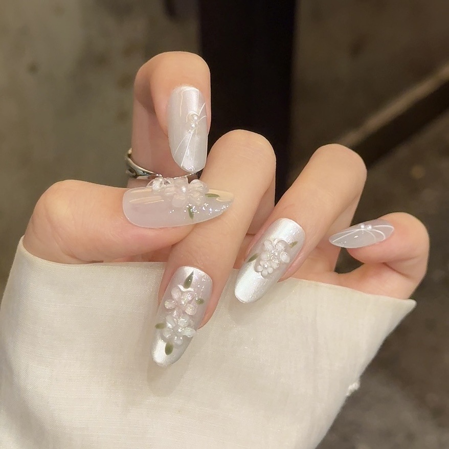 10pcs Glitter Sliver Press On  - Resin Art Flowers incelemesi ve fiyatı
