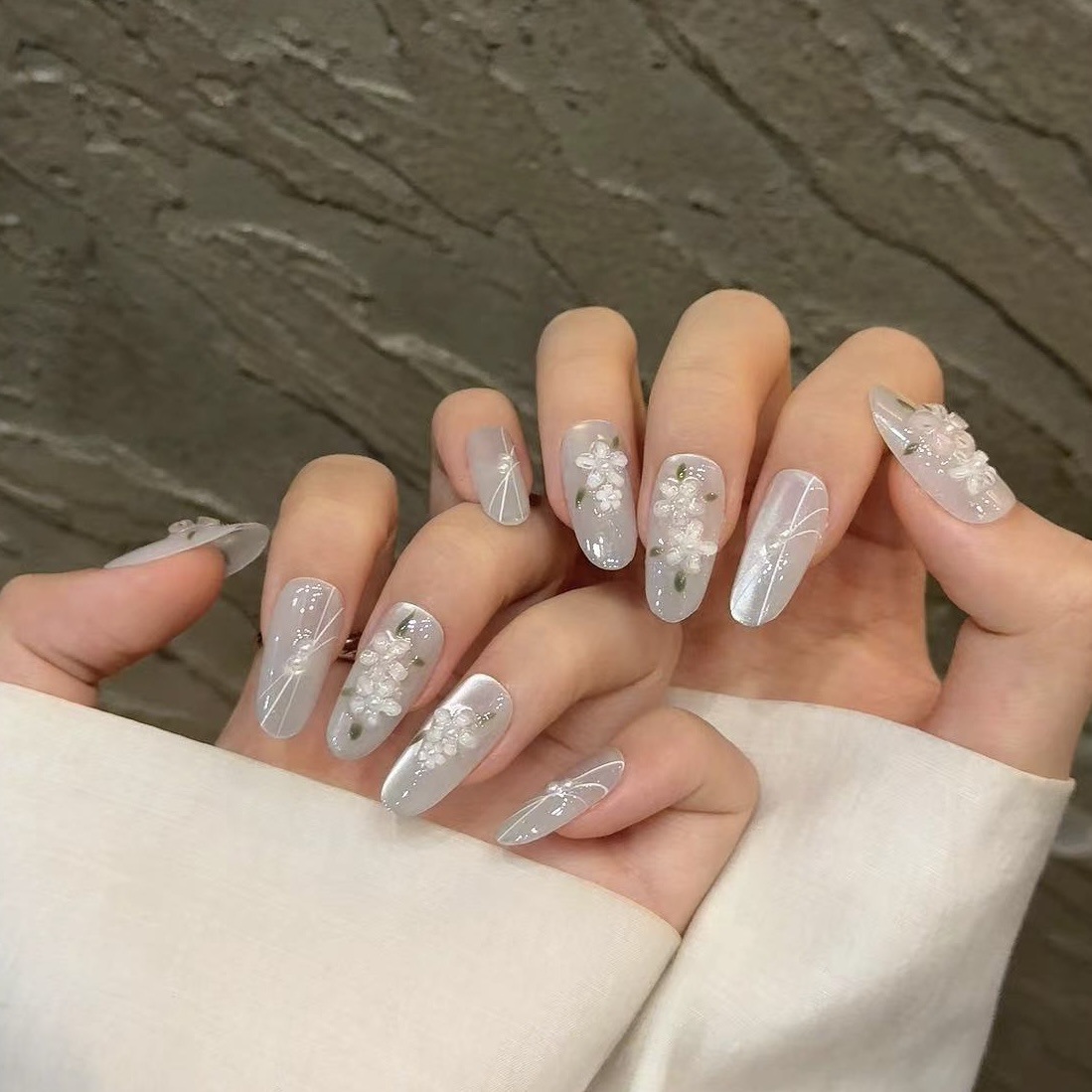 10pcs Glitter Sliver Press On  - Resin Art Flowers incelemesi ve fiyatı