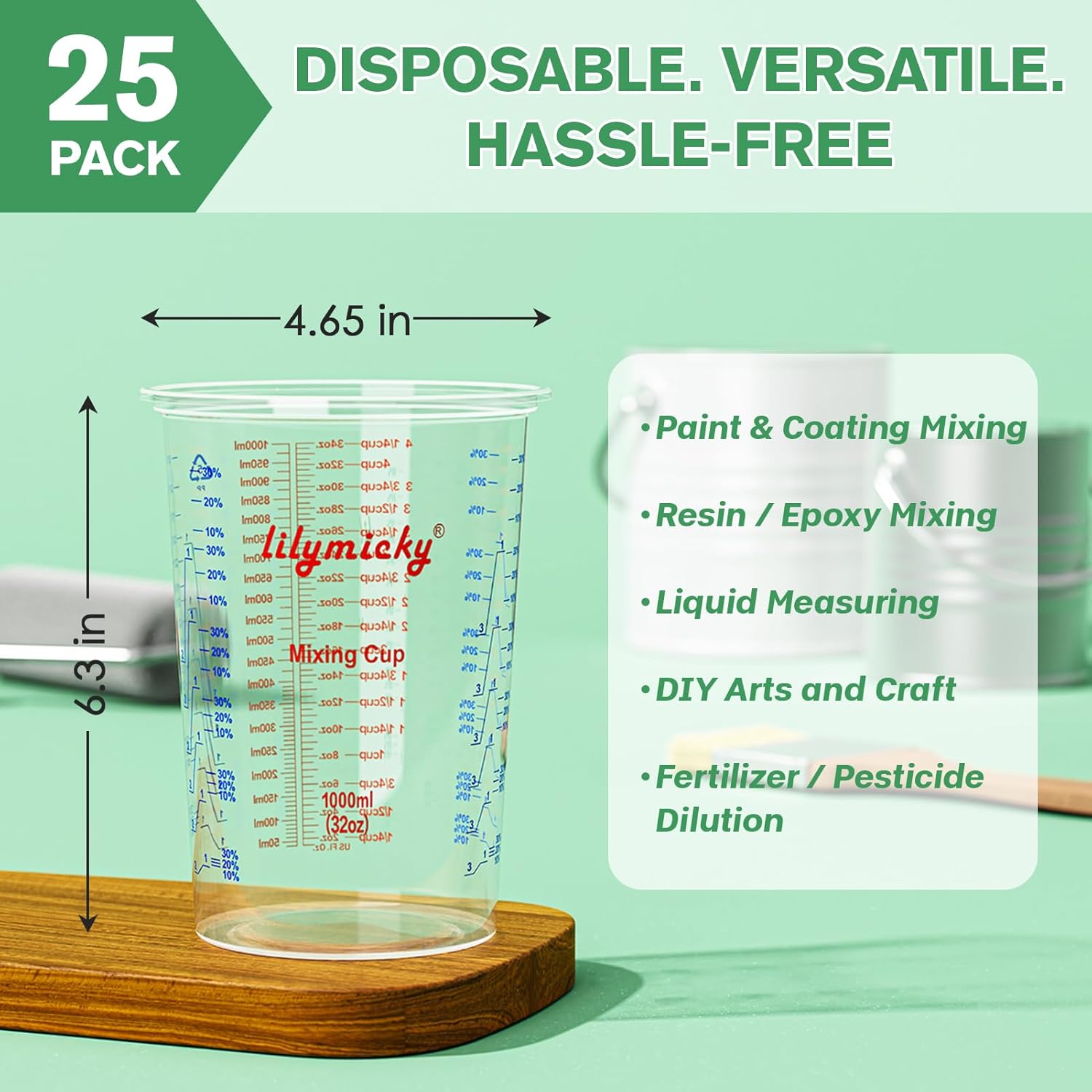 25 Pack 32 oz Plastic Measurin - Resin Art Images incelemesi ve fiyatı