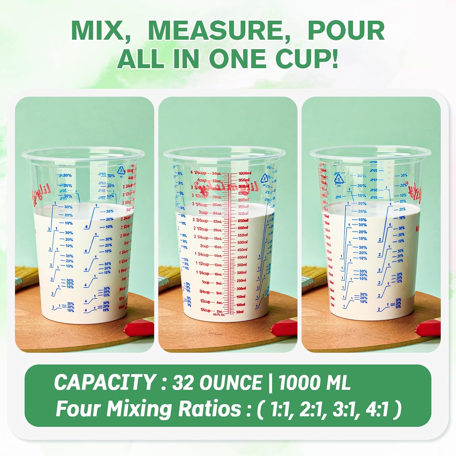 25 Pack 32 oz Plastic Measurin - Resin Art Images incelemesi ve fiyatı