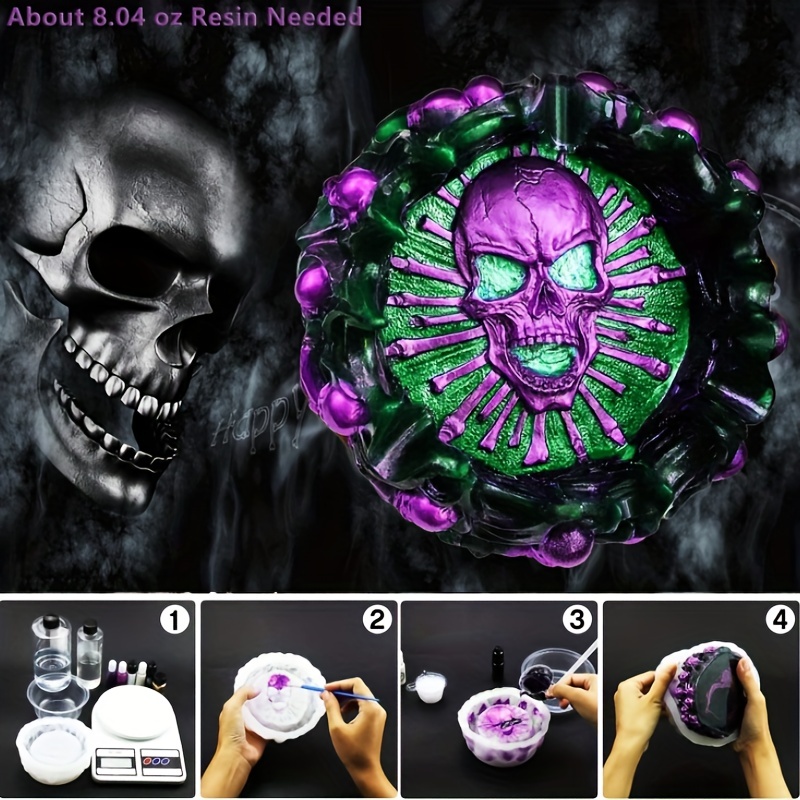 Ashtray mold, skull DIY craft  - Resin Art Kit With Molds incelemesi ve fiyatı