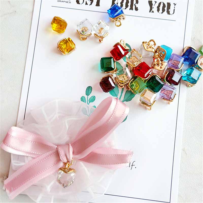 10Pcs Mix Color Glass Earring  - Resin Art Cube incelemesi ve fiyatı