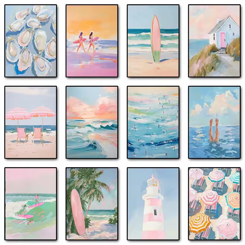 Pink Watercolor Ocean Waves Se - Resin Art Ocean incelemesi ve fiyatı